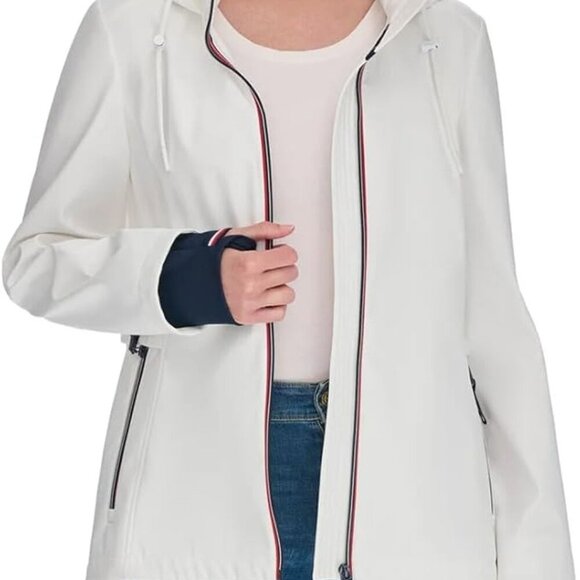 New Tommy Hilfiger Women’s Lightweight Hooded Windbreaker Jacket Size XXL White - Picture 10 of 16